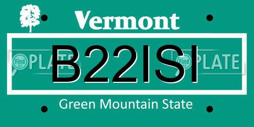 B22ISI Vermont License Plate
