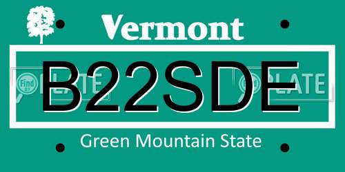B22SDE Vermont License Plate
