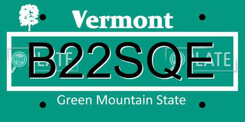 B22SQE Vermont License Plate