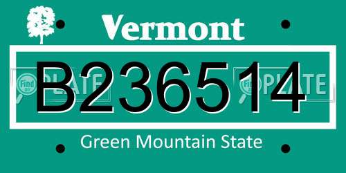 B236514 Vermont License Plate