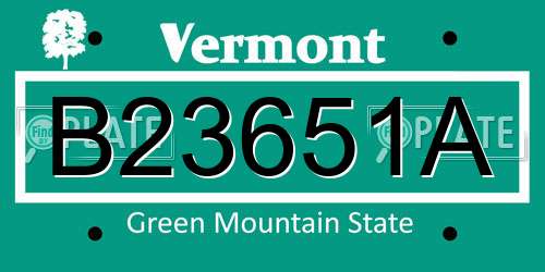B23651A Vermont License Plate
