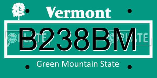 B238BM Vermont License Plate
