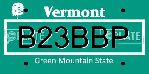 B23BBP Vermont License Plate