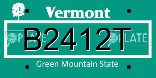 B2412T Vermont License Plate