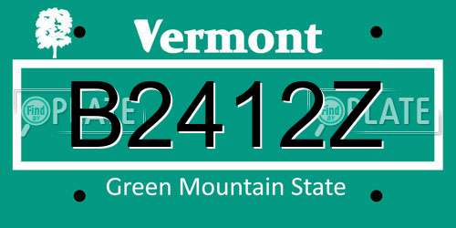 B2412Z Vermont License Plate