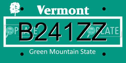B241ZZ Vermont License Plate