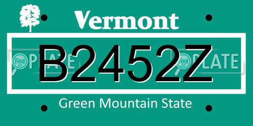 B2452Z Vermont License Plate
