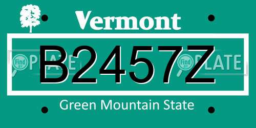 B2457Z Vermont License Plate