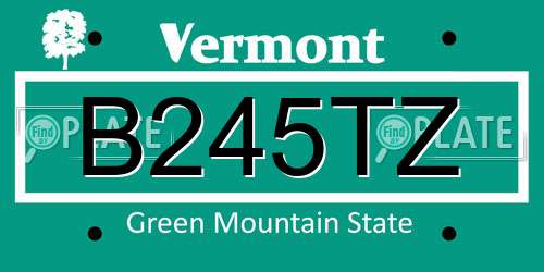 B245TZ Vermont License Plate