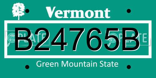 B24765B Vermont License Plate