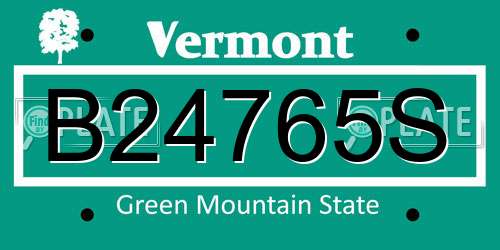 B24765S Vermont License Plate