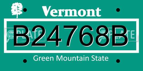 B24768B Vermont License Plate