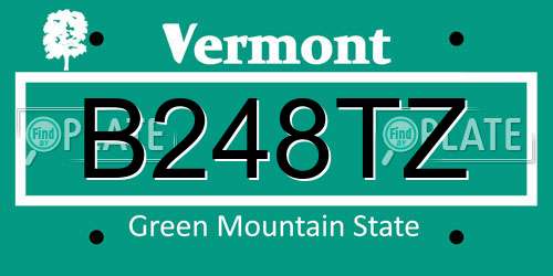 B248TZ Vermont License Plate