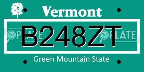 B248ZT Vermont License Plate