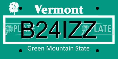 B24IZZ Vermont License Plate