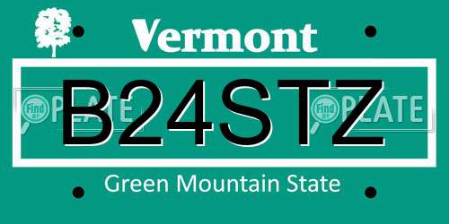 B24STZ Vermont License Plate