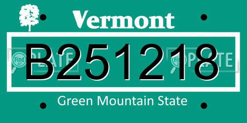 B251218 Vermont License Plate