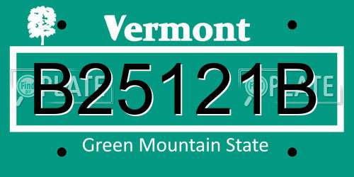 B25121B Vermont License Plate