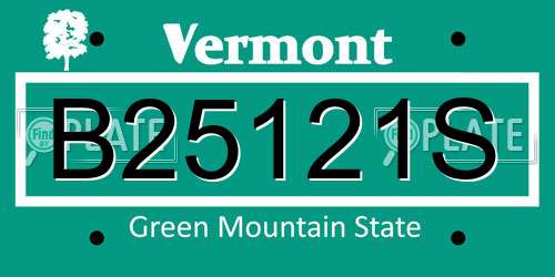 B25121S Vermont License Plate