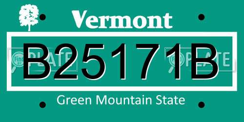 B25171B Vermont License Plate