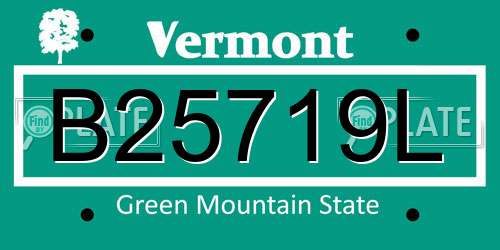 B25719L Vermont License Plate