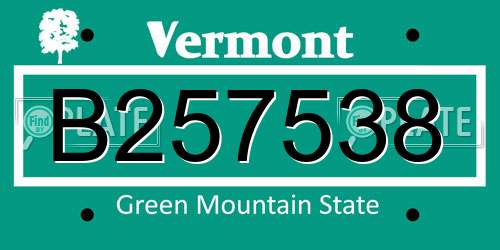 B257538 Vermont License Plate