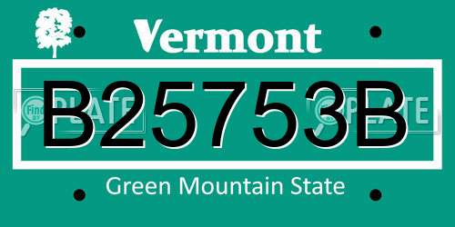 B25753B Vermont License Plate