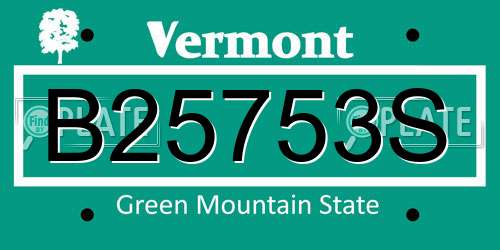B25753S Vermont License Plate