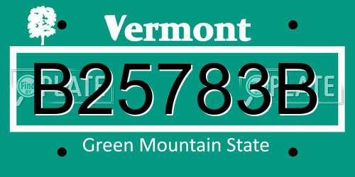 B25783B Vermont License Plate