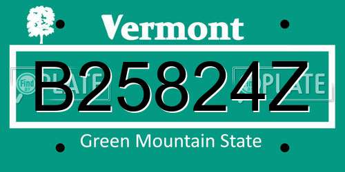 B25824Z Vermont License Plate