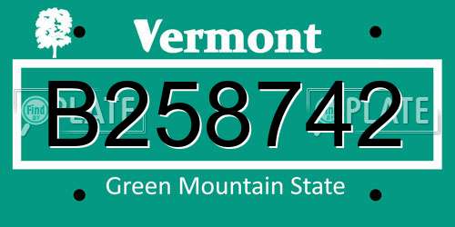 B258742 Vermont License Plate