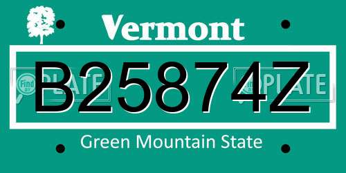 B25874Z Vermont License Plate