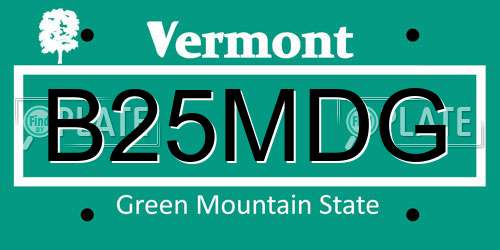B25MDG Vermont License Plate