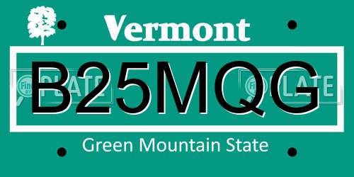 B25MQG Vermont License Plate