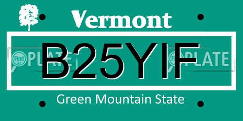 B25YIF Vermont License Plate