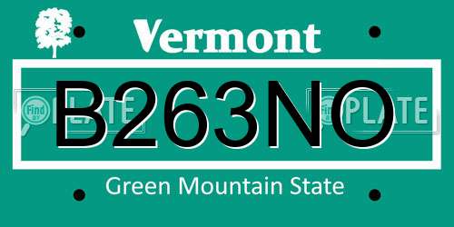 B263NO Vermont License Plate