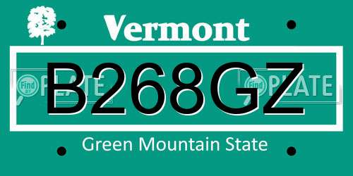 B268GZ Vermont License Plate