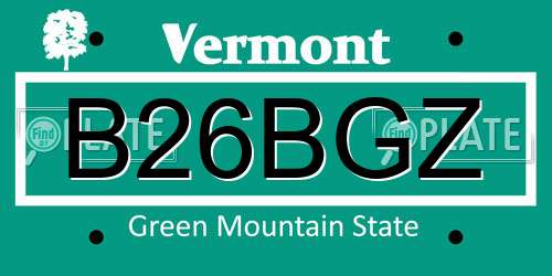 B26BGZ Vermont License Plate