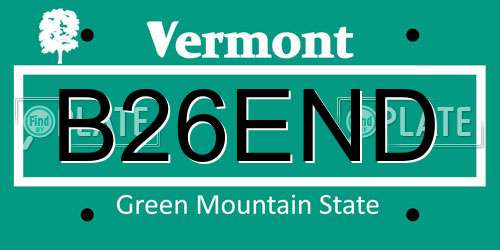 B26END Vermont License Plate