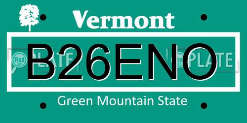 B26ENO Vermont License Plate