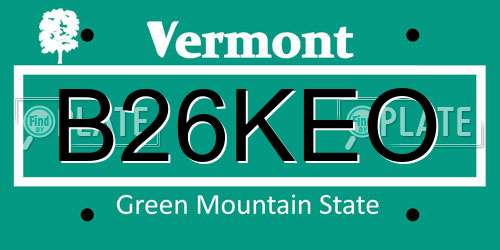 B26KEO Vermont License Plate
