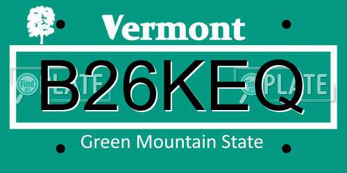 B26KEQ Vermont License Plate
