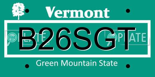 B26SGT Vermont License Plate