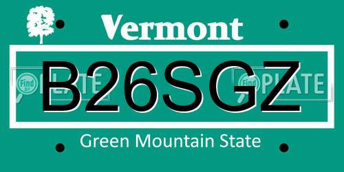 B26SGZ Vermont License Plate