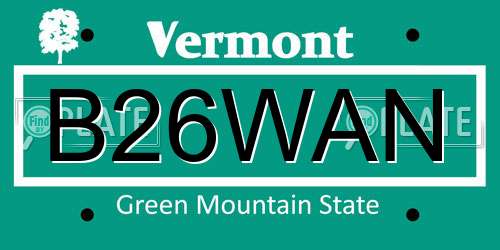 B26WAN Vermont License Plate