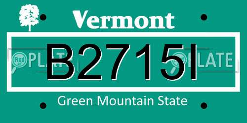B2715I Vermont License Plate