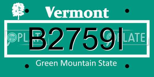 B2759I Vermont License Plate