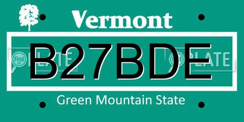 B27BDE Vermont License Plate