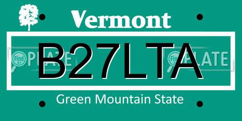 B27LTA Vermont License Plate