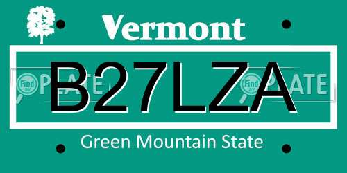 B27LZA Vermont License Plate